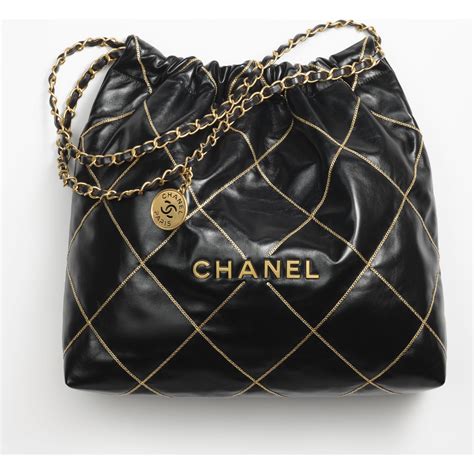 chanel 22 bag|CHANEL 22 手袋 亮面小牛皮与金色金属 黑.